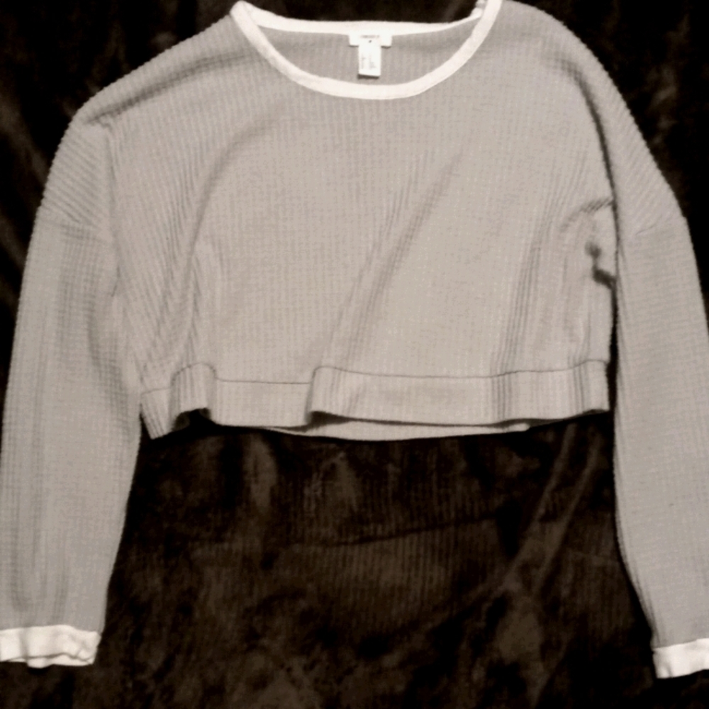 Gray and white crop top